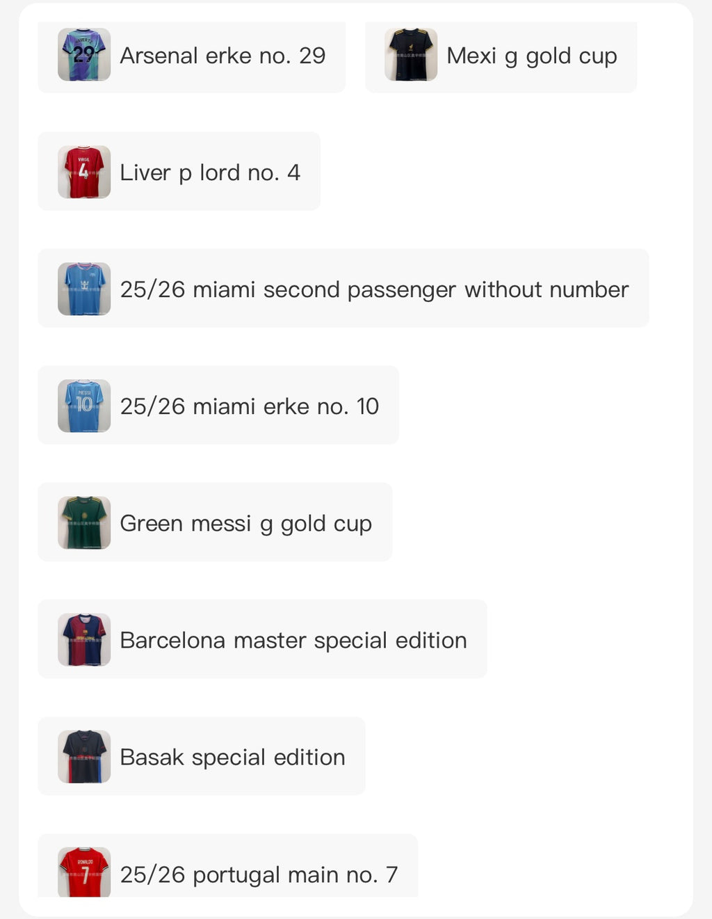 Link to different jerseys