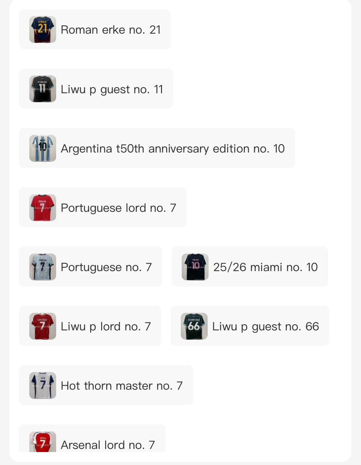 Link to different jerseys