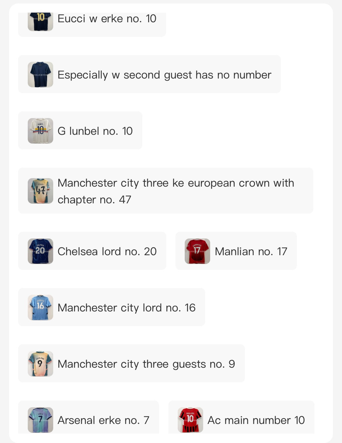 Link to different jerseys
